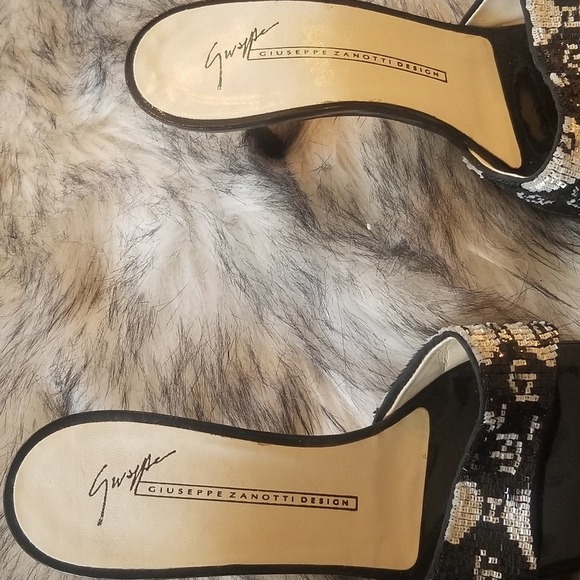 GUISEPPE ZANOTTI DESIGN Women's Black and White Sequin Slides size EU 37, US 7 - Picture 5 of 9